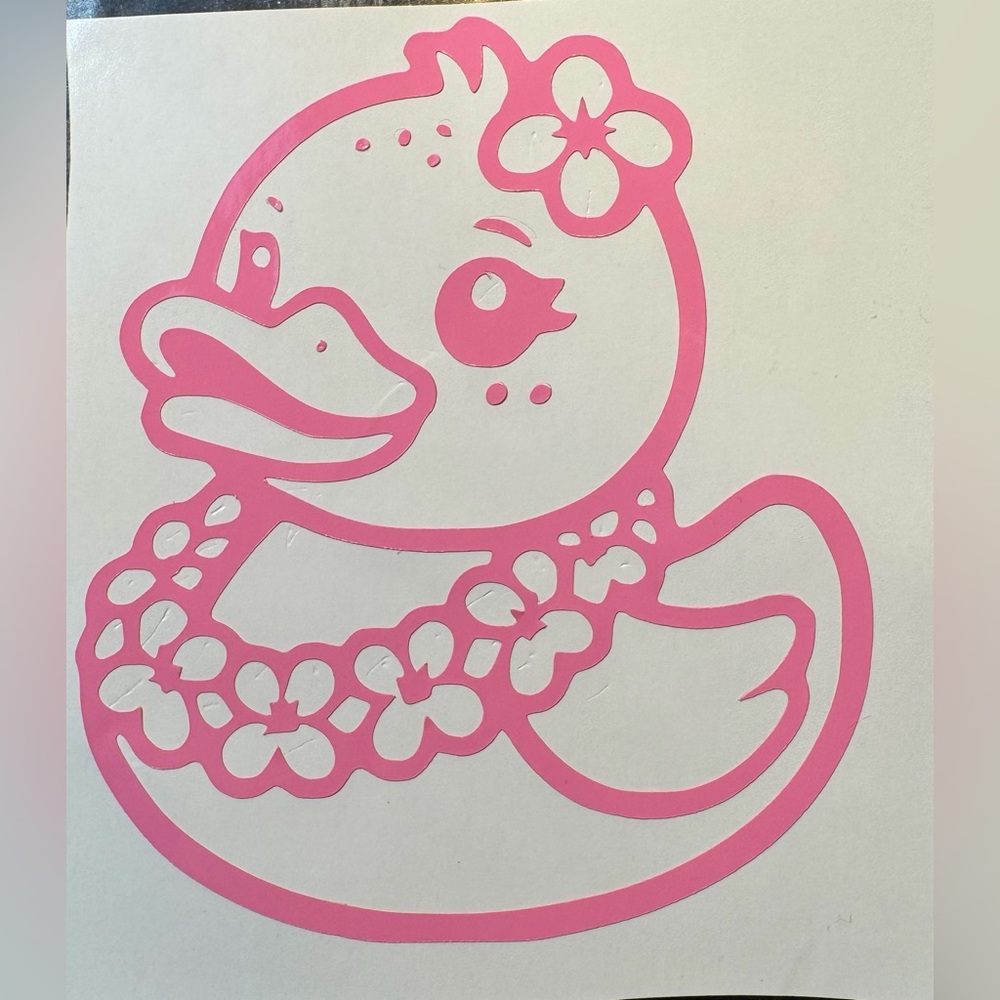 Rubber Duck Hawaiian Pink Vinyl Car Truck Window Laptop Decal Bumper Sticker